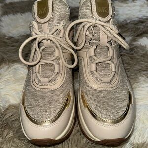 Michael Kors Women's Taupe and Metallic Olympia Sneakers